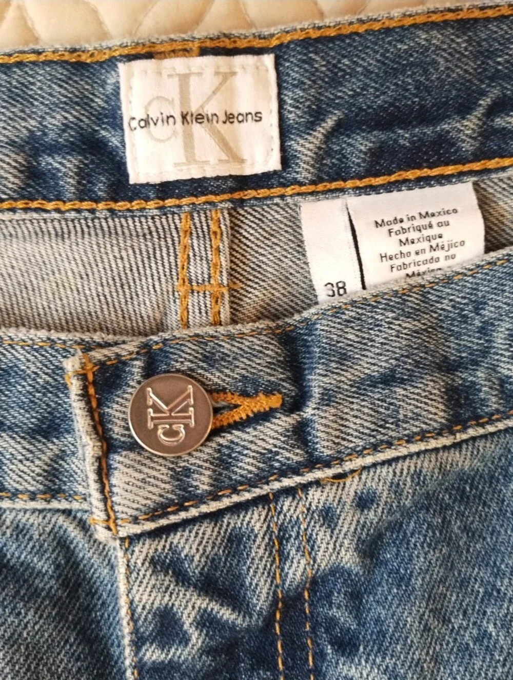 Vintage 90s Calvin Klein BMPP171 Easy Fit Jeans 38x32 Double Stone